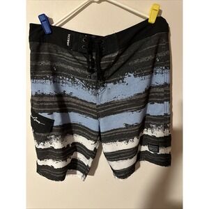 Maui And Sons Mens Board Shorts Swim Trunks Beach Surf Black Shark Size 36 4way